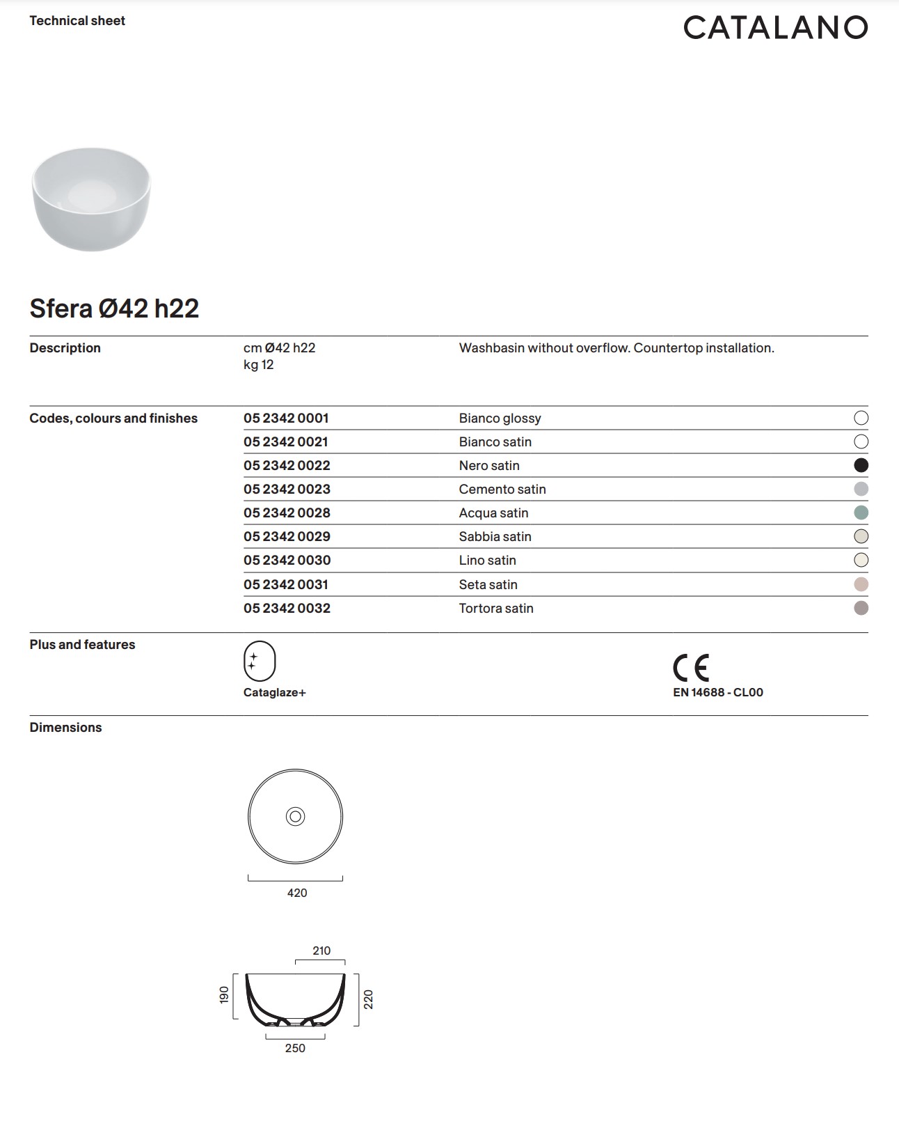 Sfera 42 h22 satin sabbia [0523420029]