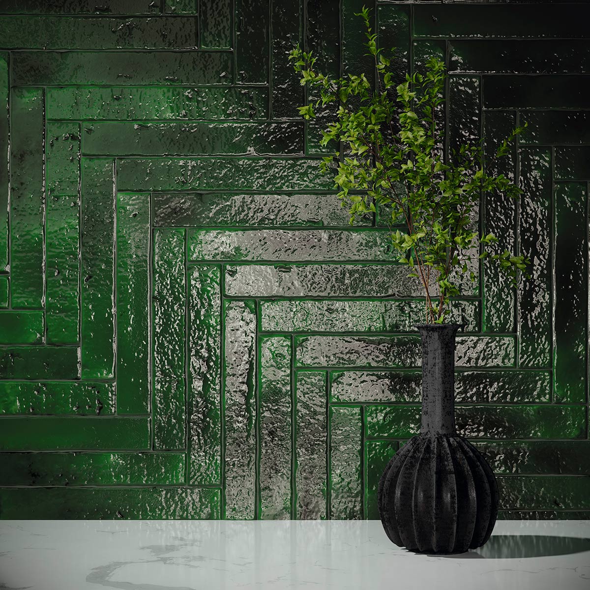 Brutalist Crackle Emerald